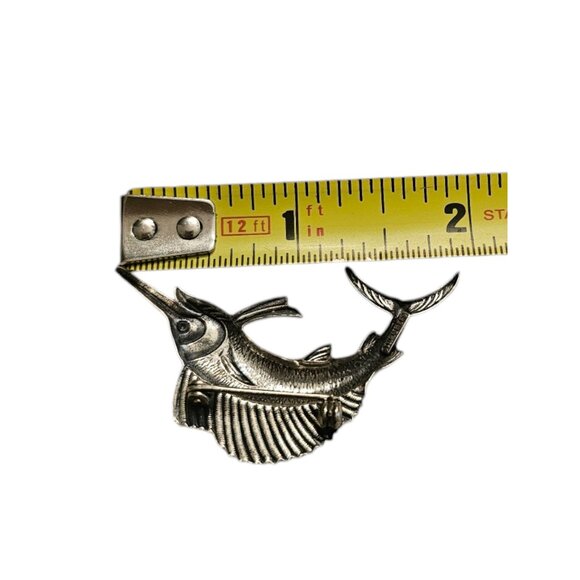 Vintage Sterling Silver Marlin Brooch Pin Swordfish Fisherman Nautical 925 - Picture 2 of 8